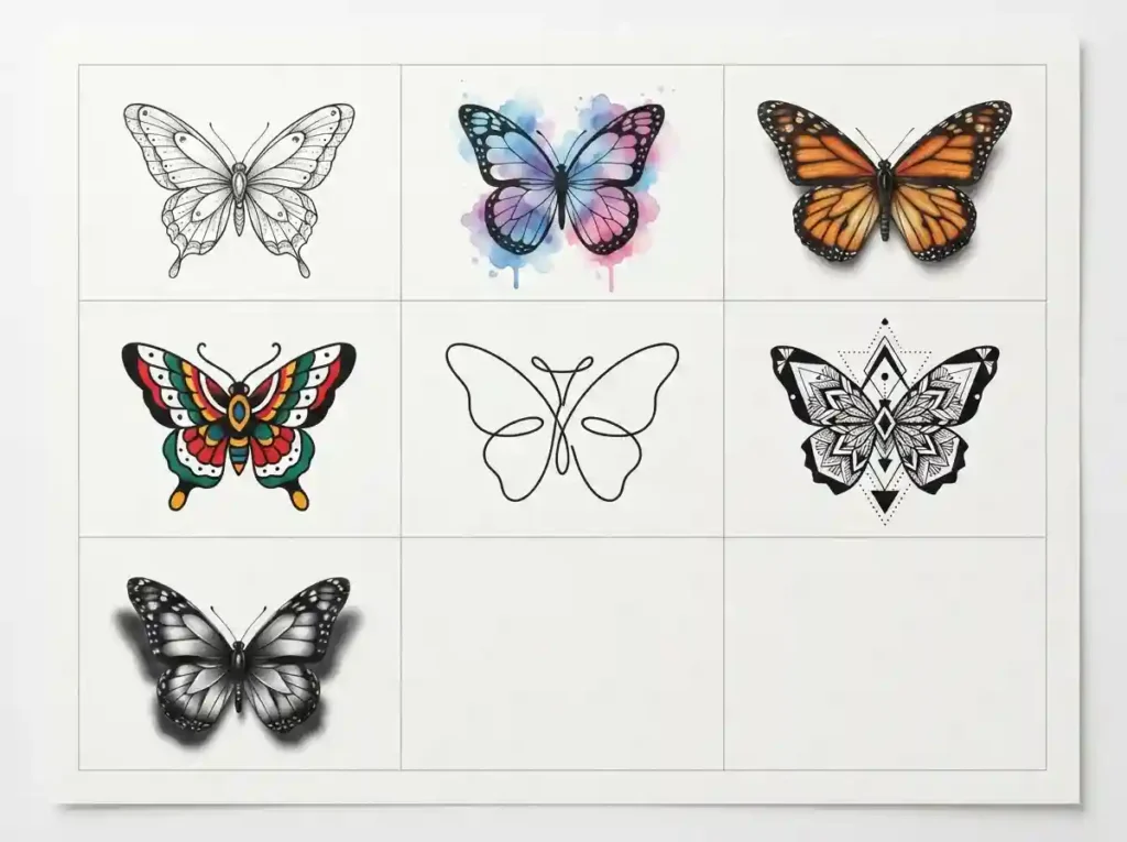 butterfly tattoo styles from fine line to 3d designs