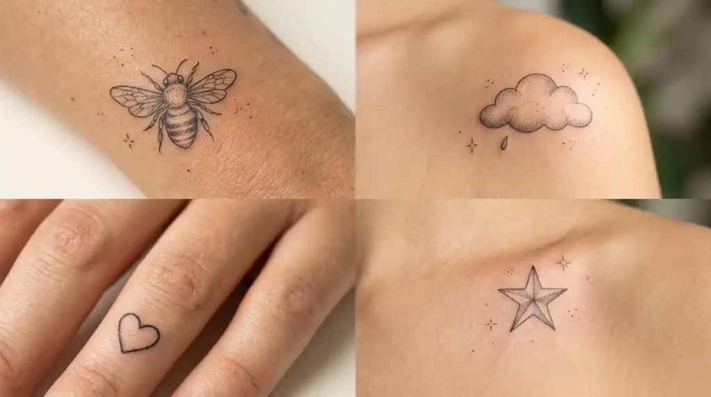 Ariana Grande tattoos style guide fine-line cloud, bee, and anime-inspired pieces on anonymous skin