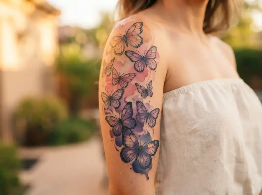 butterfly sleeve tattoo layouts for quarter half and full arm coverage